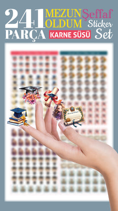 Mezuniyet Karne / Gelişim Raporu Şeffaf Sticker Set - pinoobi