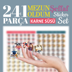 Mezuniyet Karne / Gelişim Raporu Şeffaf Sticker Set - pinoobi