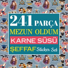 Mezuniyet Karne / Gelişim Raporu Şeffaf Sticker Set - pinoobi