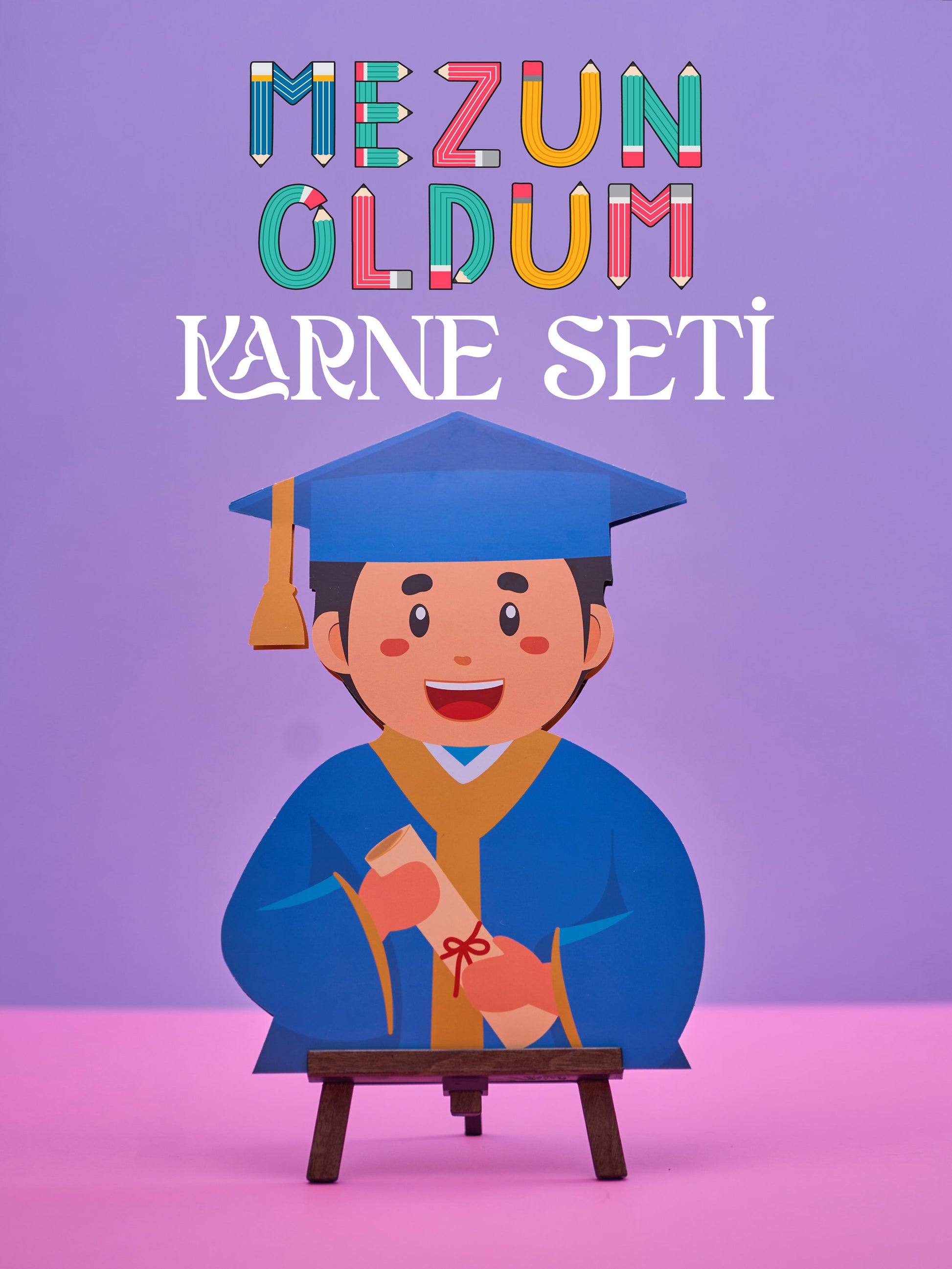 Mezun Oldum Karne ve Gelişim Raporu Kılıfı Seti - pinoobi