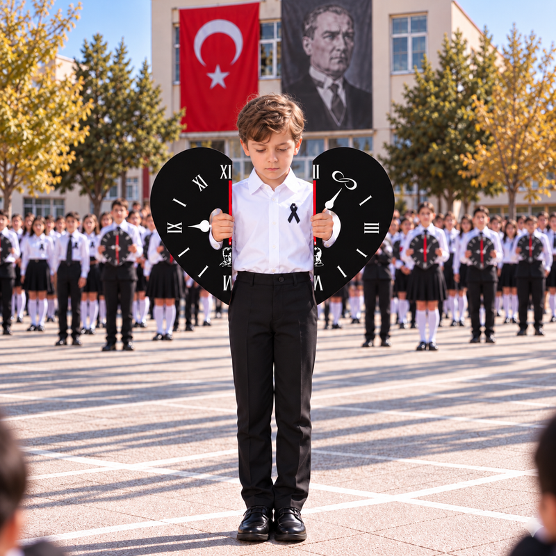 10 Kasım Atatürk'ü Anma Günü Koreografi Gösteri Plakası (Saat-Kalp)-zoom-