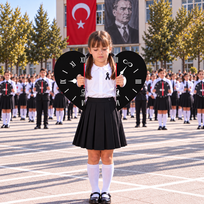 10 Kasım Atatürk'ü Anma Günü Koreografi Gösteri Plakası (Saat-Kalp)-zoom-