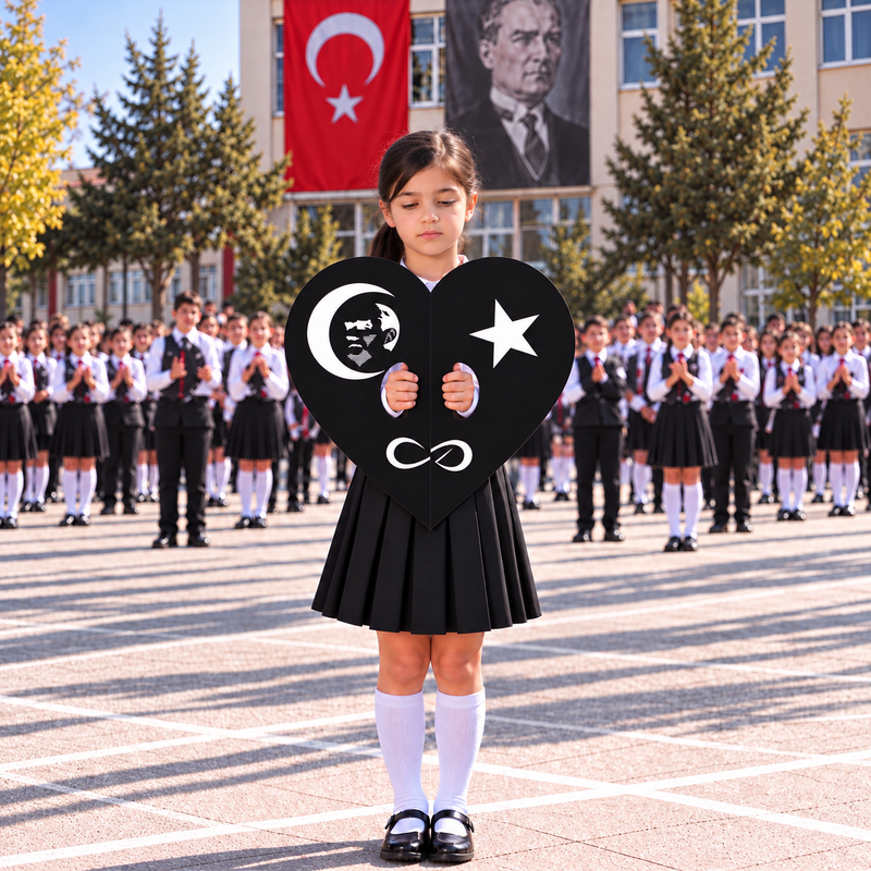 10 Kasım Atatürk'ü Anma Günü Koreografi Gösteri Plakası (Ay-Yıldız-Kalp)-zoom-