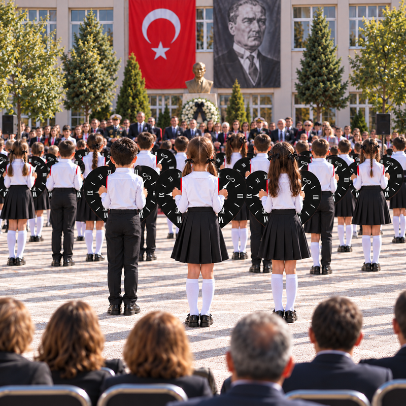10 Kasım Atatürk'ü Anma Günü Koreografi Gösteri Plakası (Saat-Kalp)-zoom-