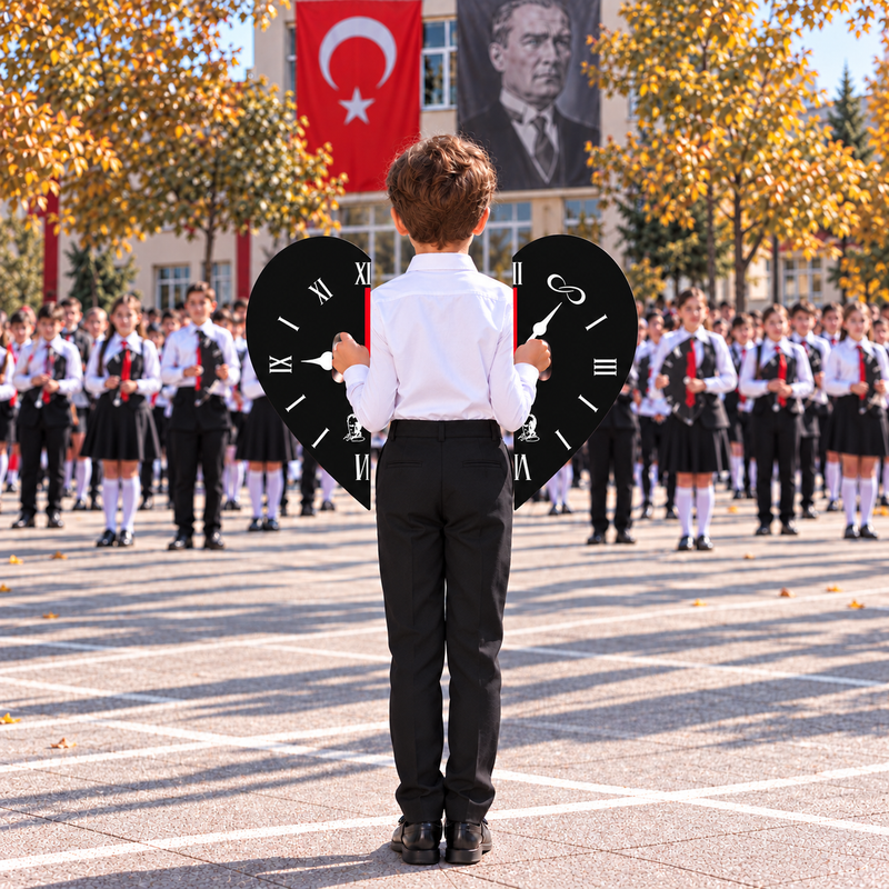 10 Kasım Atatürk'ü Anma Günü Koreografi Gösteri Plakası (Saat-Kalp)-zoom-
