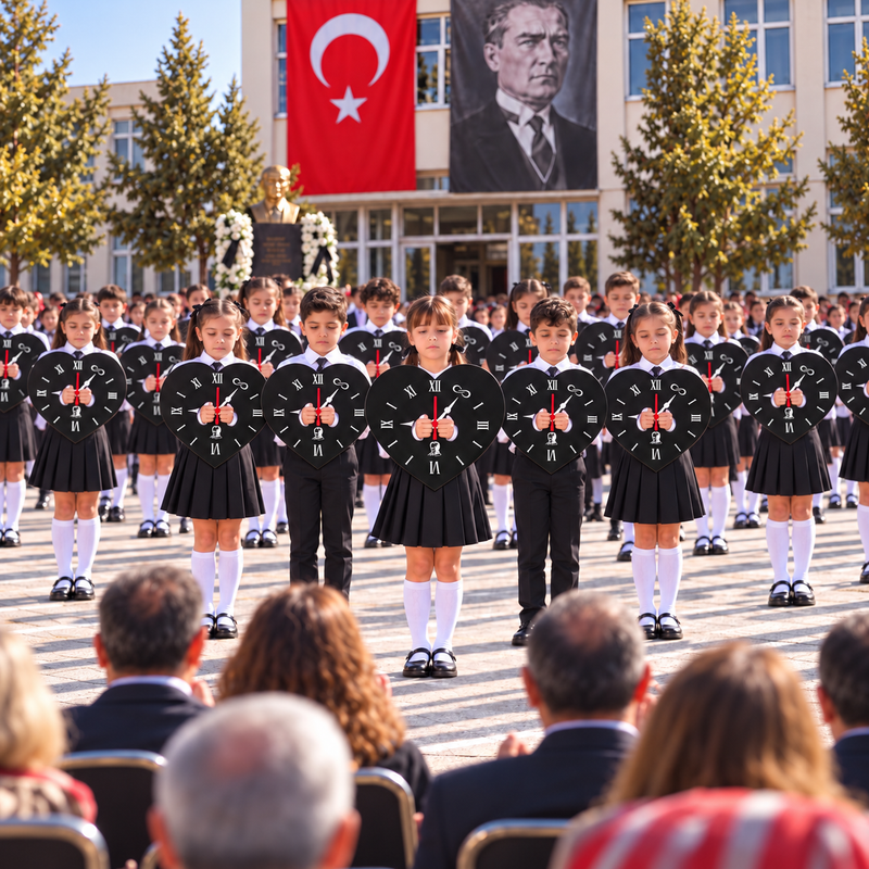 10 Kasım Atatürk'ü Anma Günü Koreografi Gösteri Plakası (Saat-Kalp)-zoom-