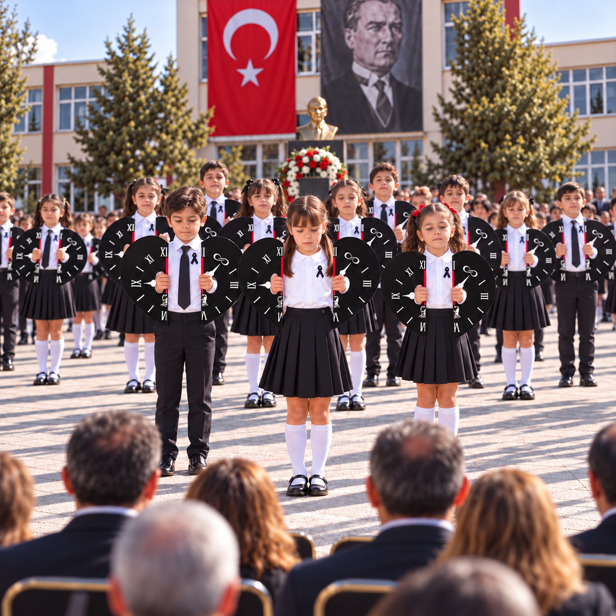 10 Kasım Atatürk'ü Anma Günü Koreografi Gösteri Plakası (Saat-Kalp)