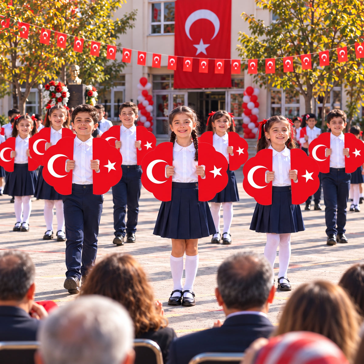 29 Ekim Cumhuriyet Bayramı Çift Taraflı Gösteri Plakası - PAPATYA (Ay-Yıldızlı Koreografi Plakası)-zoom-4
