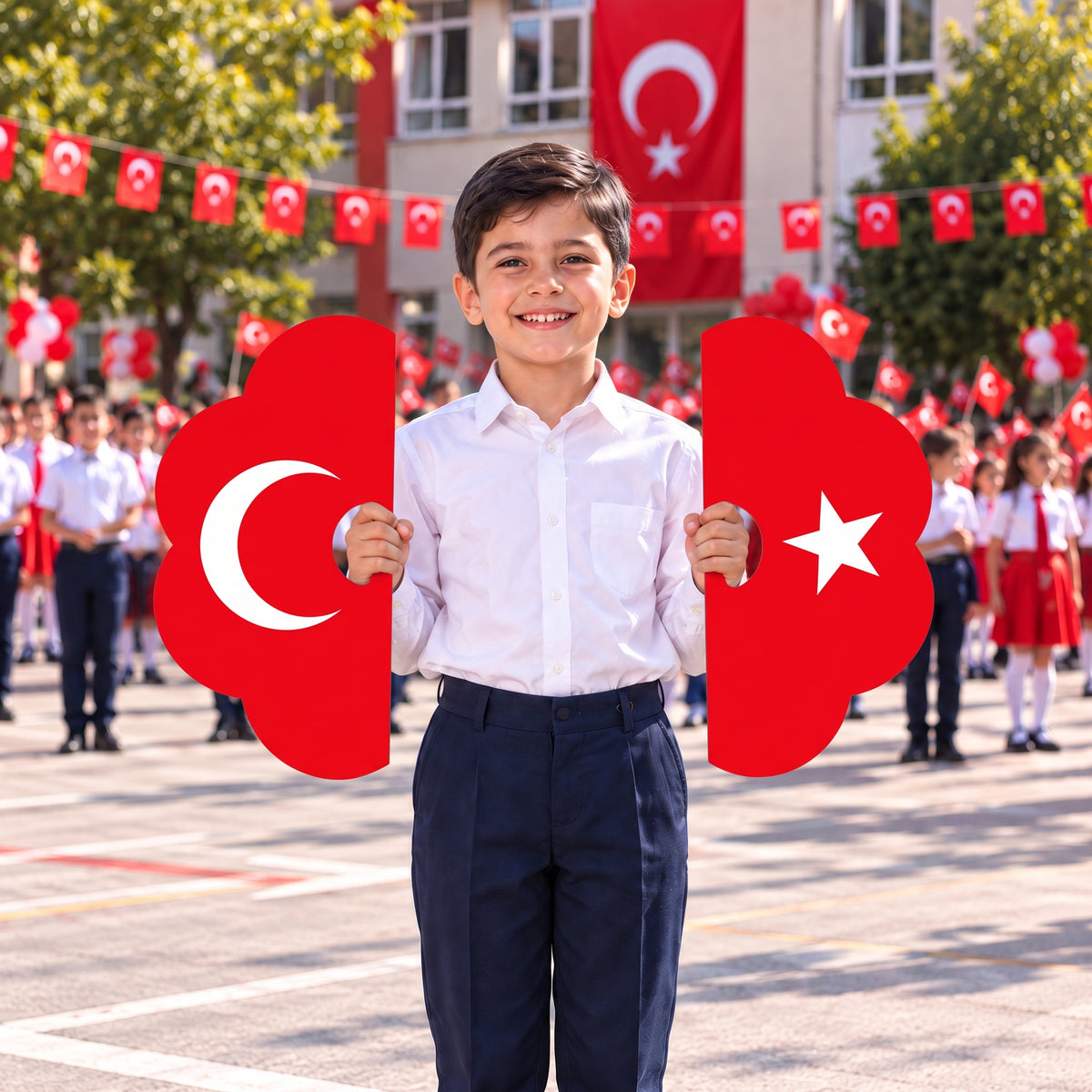 29 Ekim Cumhuriyet Bayramı Çift Taraflı Gösteri Plakası - PAPATYA (Ay-Yıldızlı Koreografi Plakası)-6