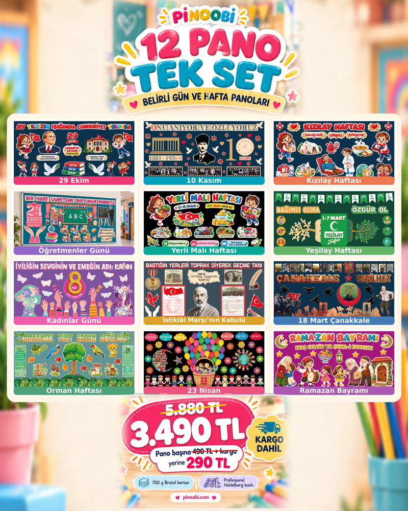 Yıl Boyu Sınıf ve Okul Panoları Seti (12 Temalı Dev Koleksiyon - 170x80 cm)-zoom-