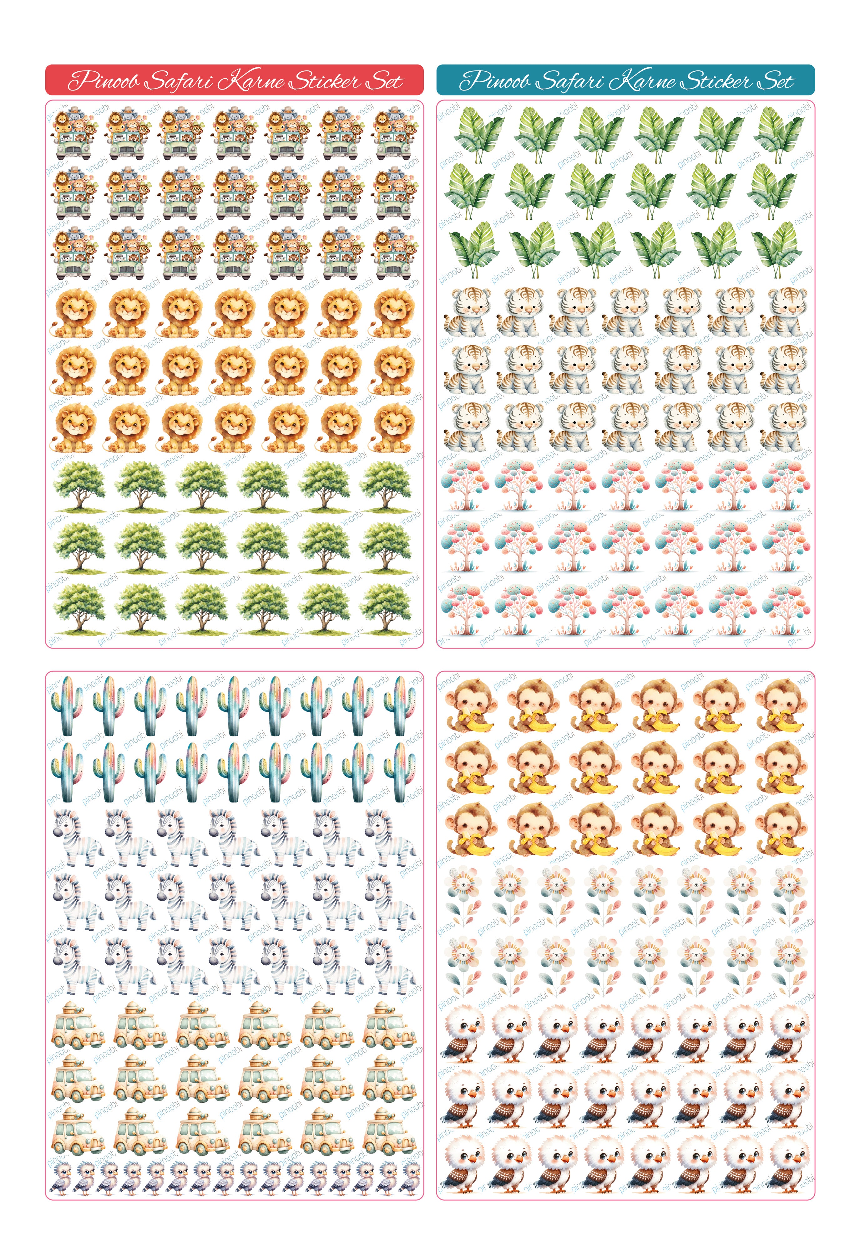 Safari Karne / Gelişim Raporu Şeffaf Sticker Set - pinoobi