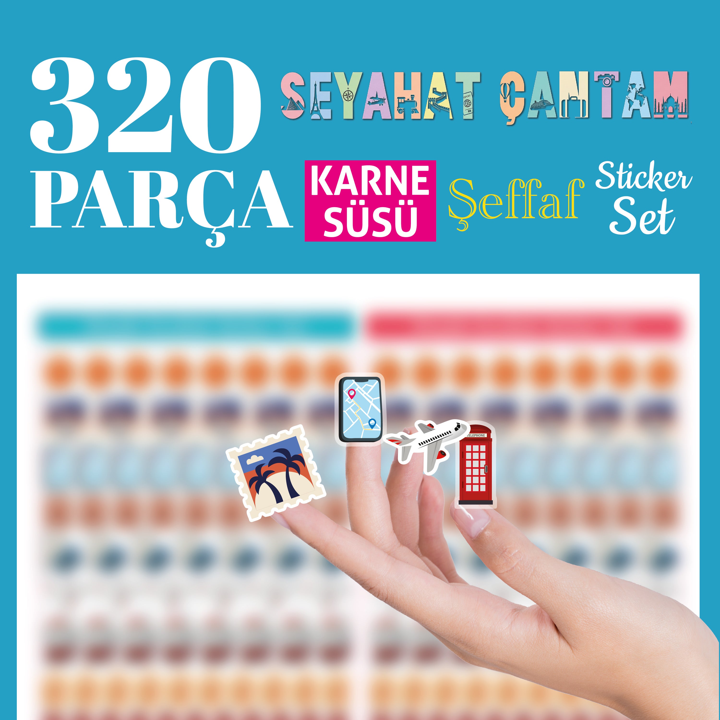 Seyahat Temalı Karne ve Gelişim Raporu Şeffaf Sticker Seti-zoom-2