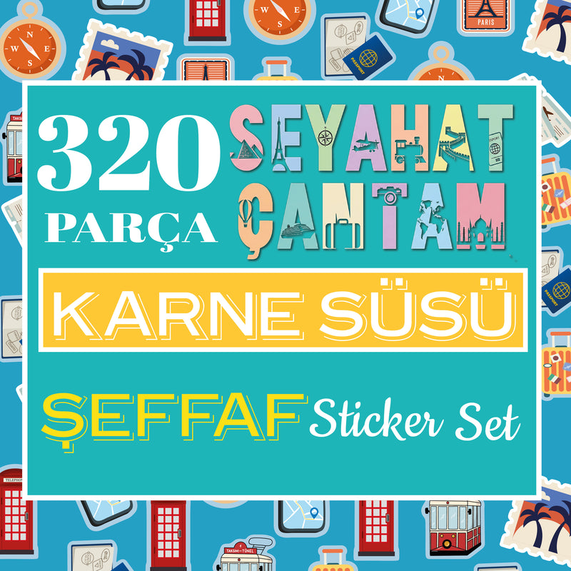 Seyahat Temalı Karne ve Gelişim Raporu Şeffaf Sticker Seti-zoom-