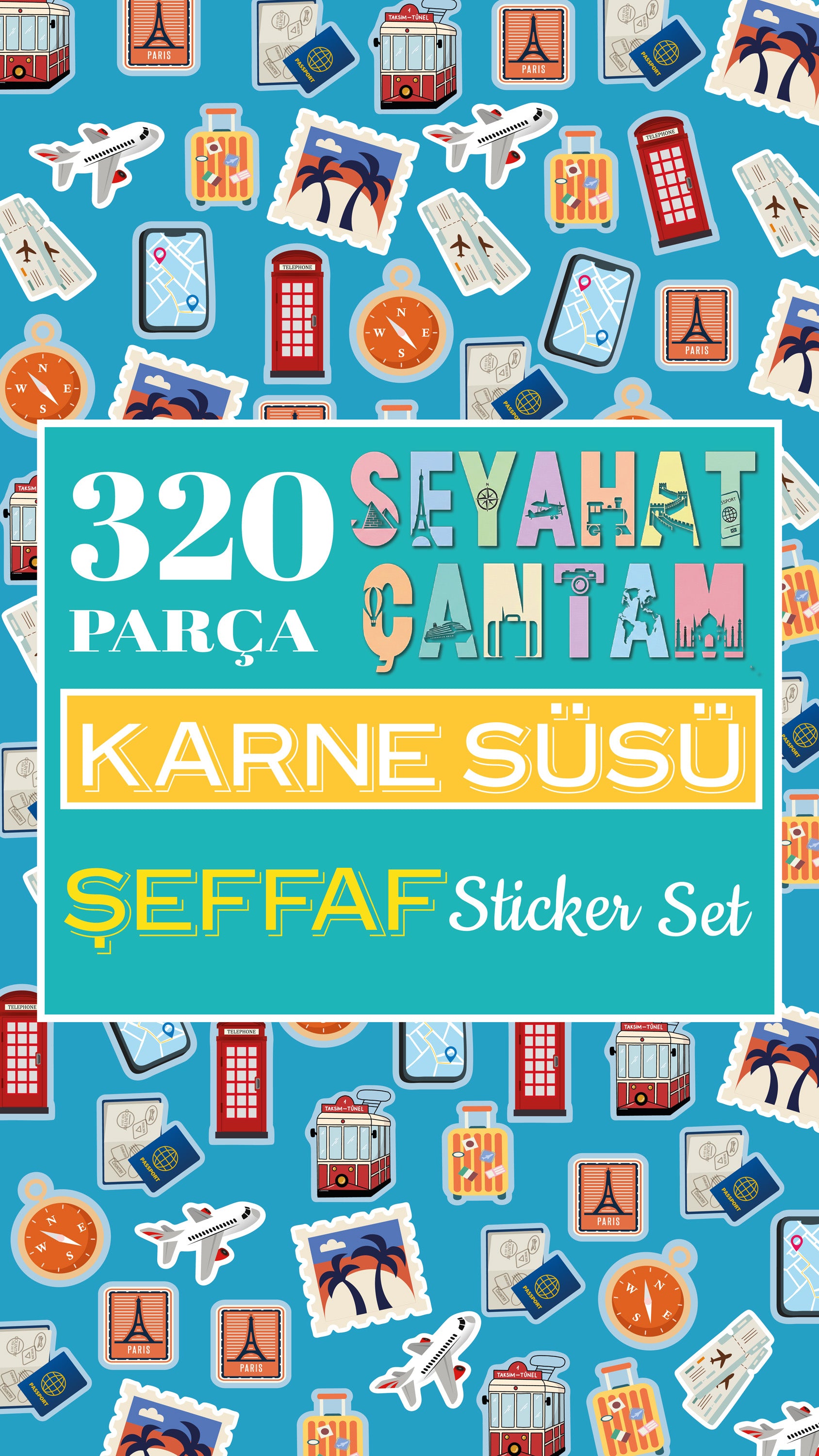 Seyahat Temalı Karne ve Gelişim Raporu Şeffaf Sticker Seti-zoom-5
