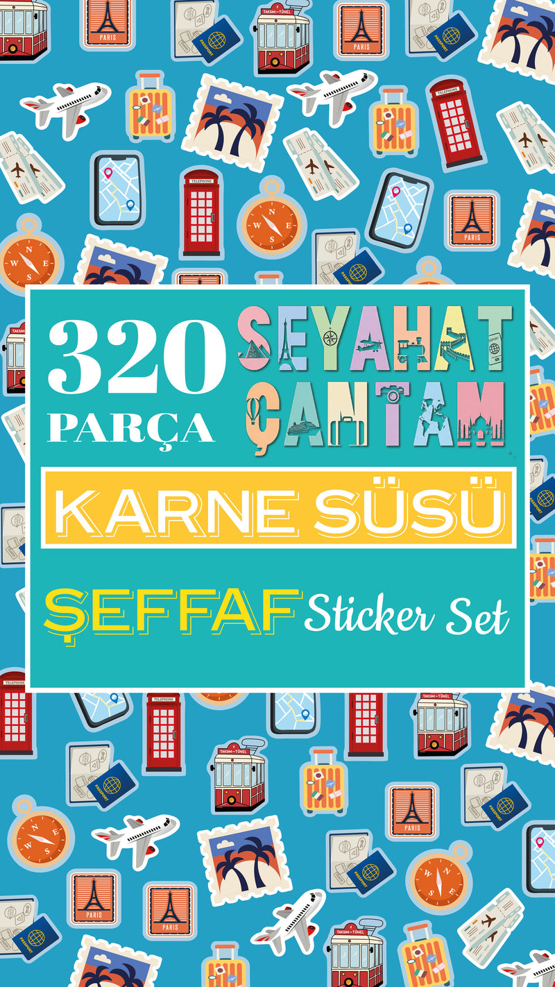 Seyahat Temalı Karne ve Gelişim Raporu Şeffaf Sticker Seti-zoom-