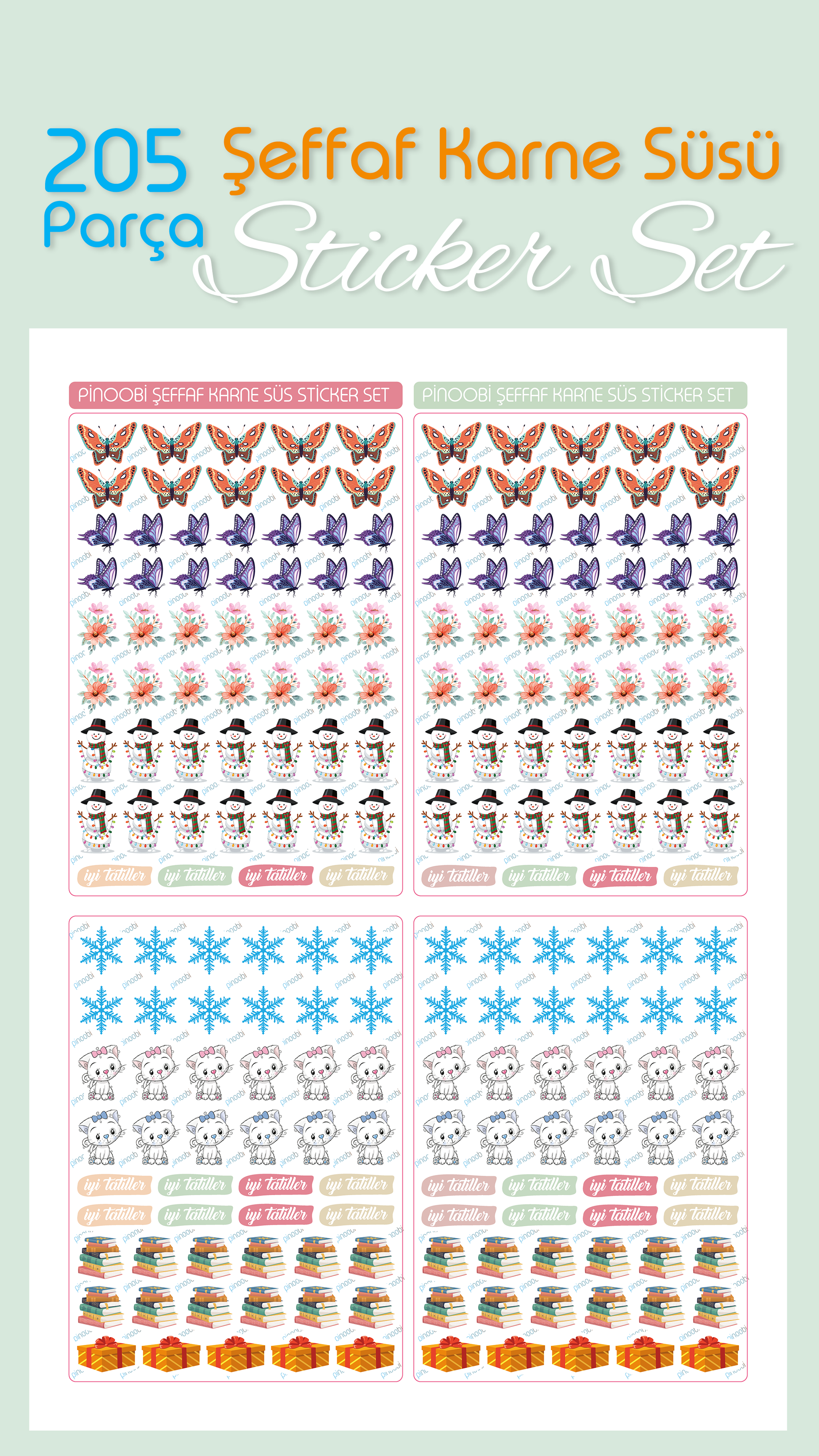 Sömestr Karne / Gelişim Raporu Şeffaf Sticker Set - pinoobi
