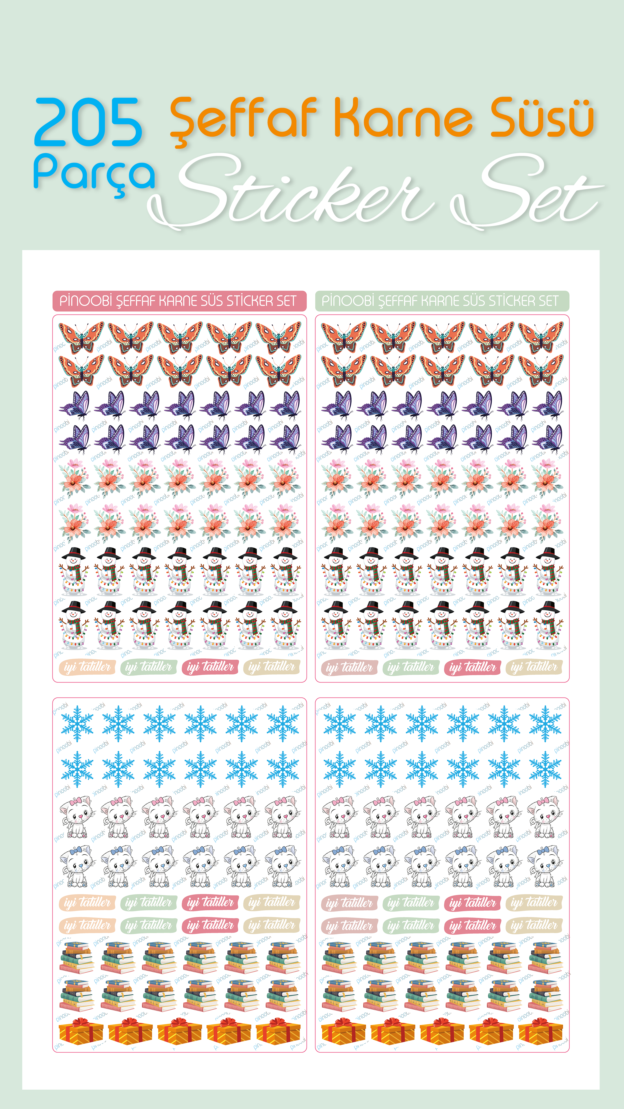 Sömestr Karne / Gelişim Raporu Şeffaf Sticker Set - pinoobi