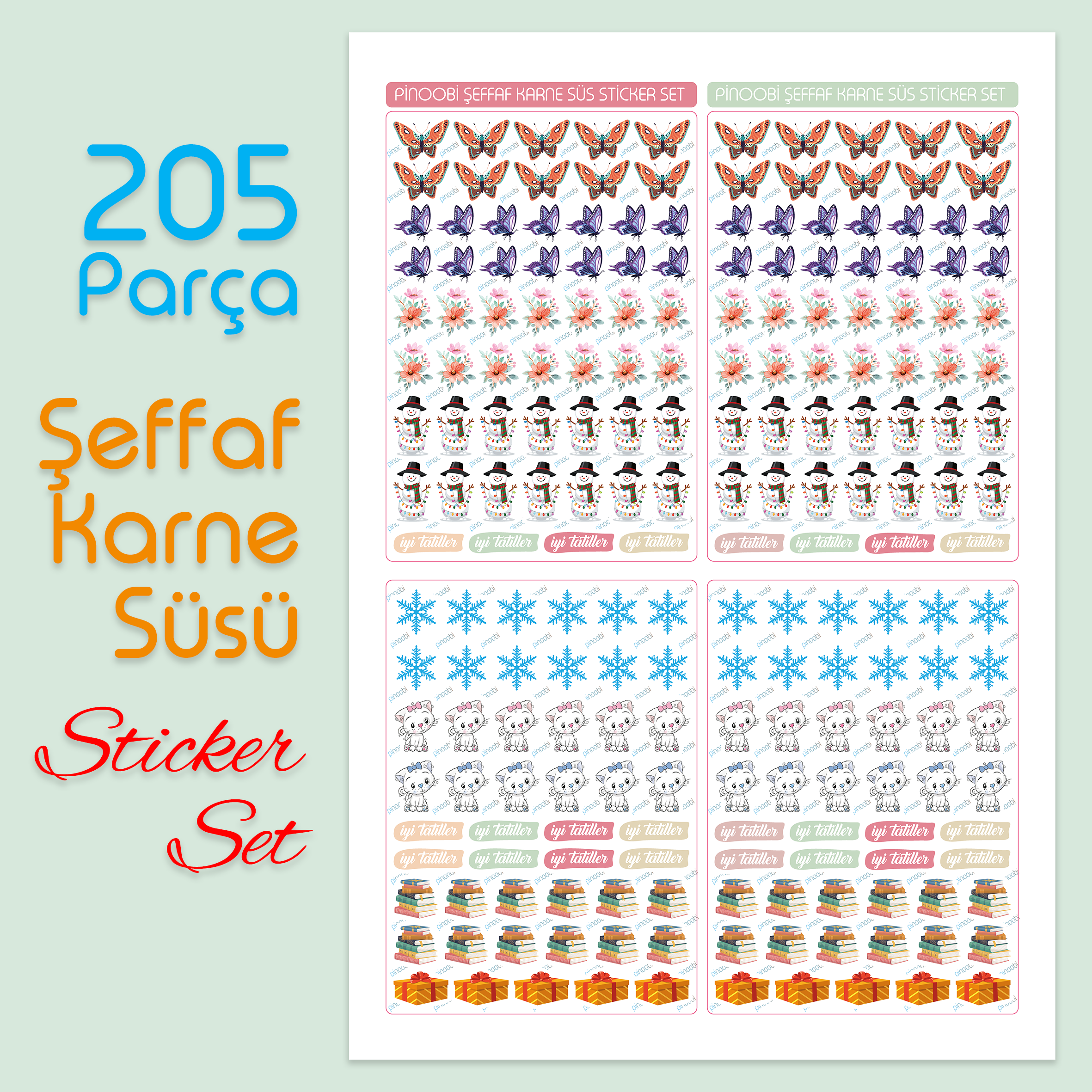Sömestr Karne / Gelişim Raporu Şeffaf Sticker Set - pinoobi