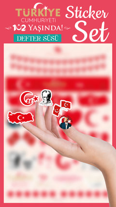 29 Ekim Defter Süsü Şeffaf Sticker Set - pinoobi