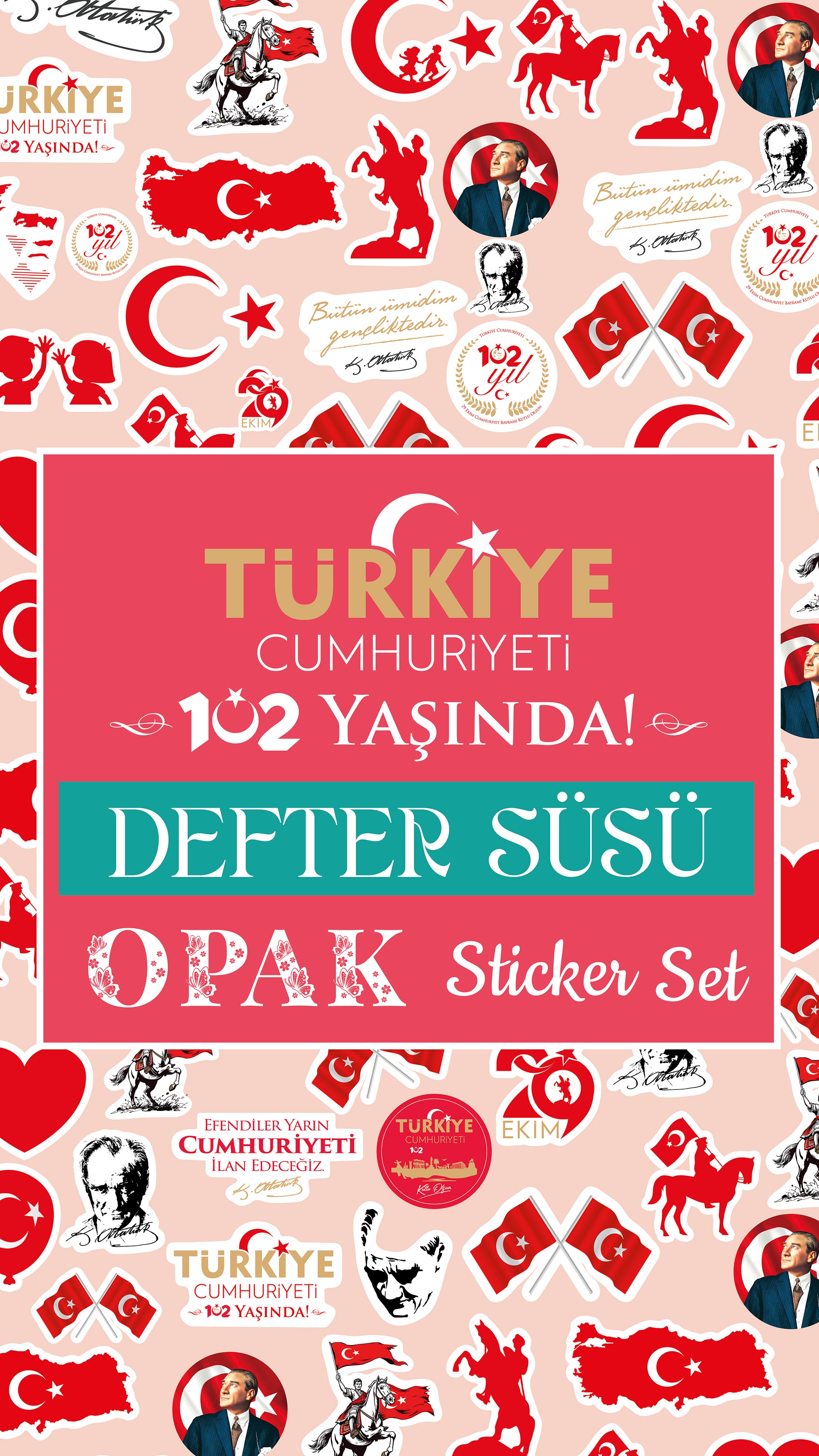 29 Ekim Defter Süsü Şeffaf Sticker Set - pinoobi