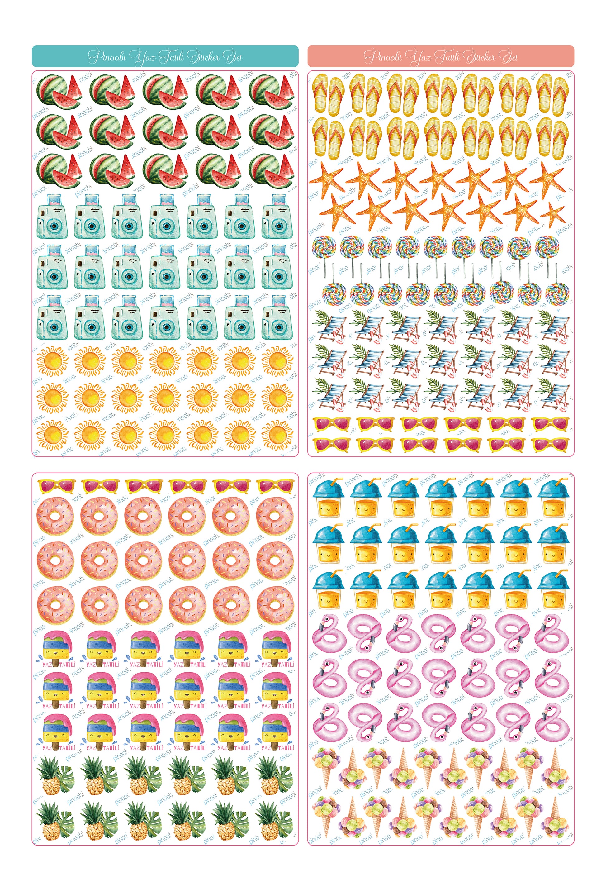 Yaz Tatili Karne / Gelişim Raporu Şeffaf Sticker Set - pinoobi