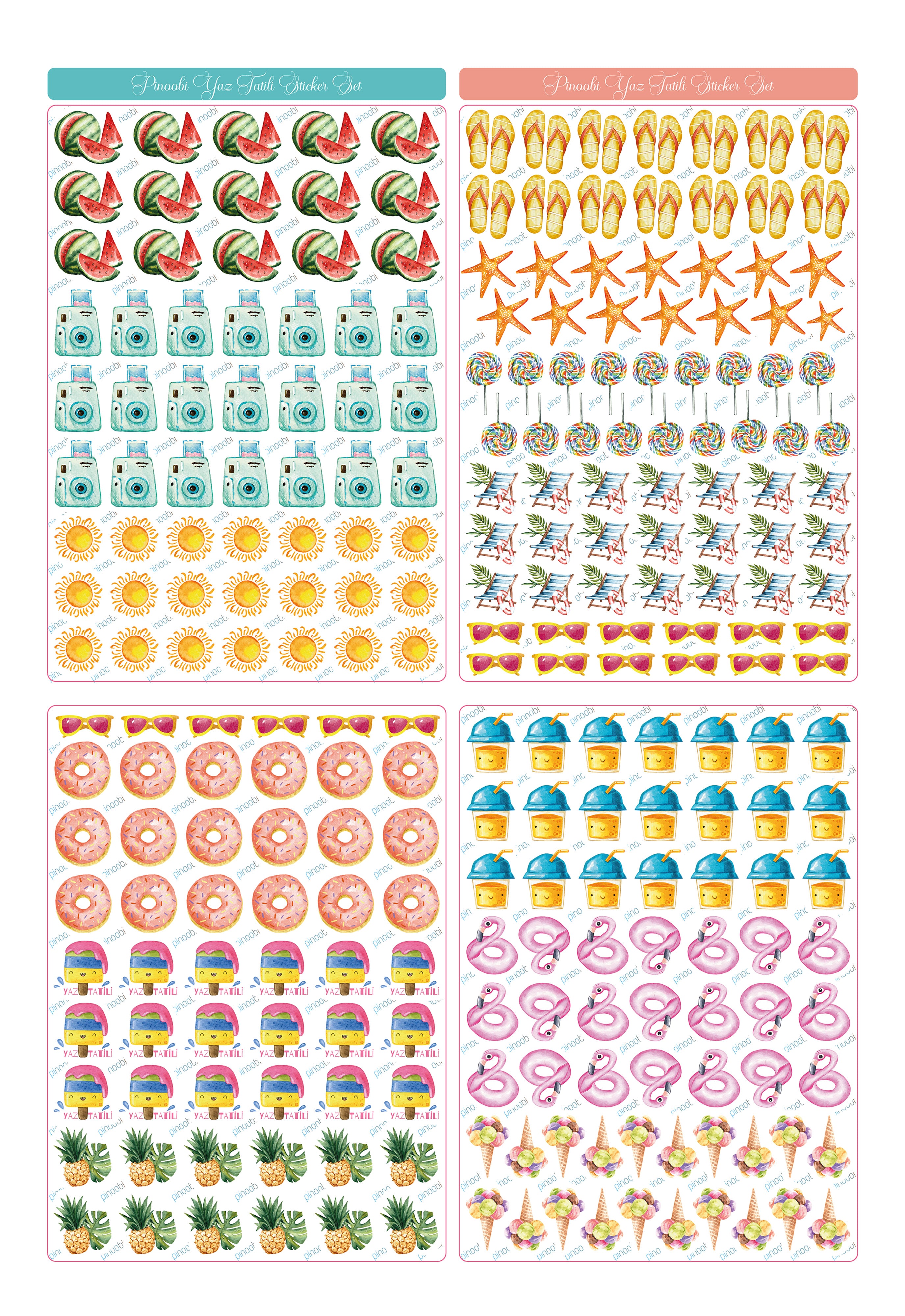 Yaz Tatili Karne / Gelişim Raporu Şeffaf Sticker Set - pinoobi