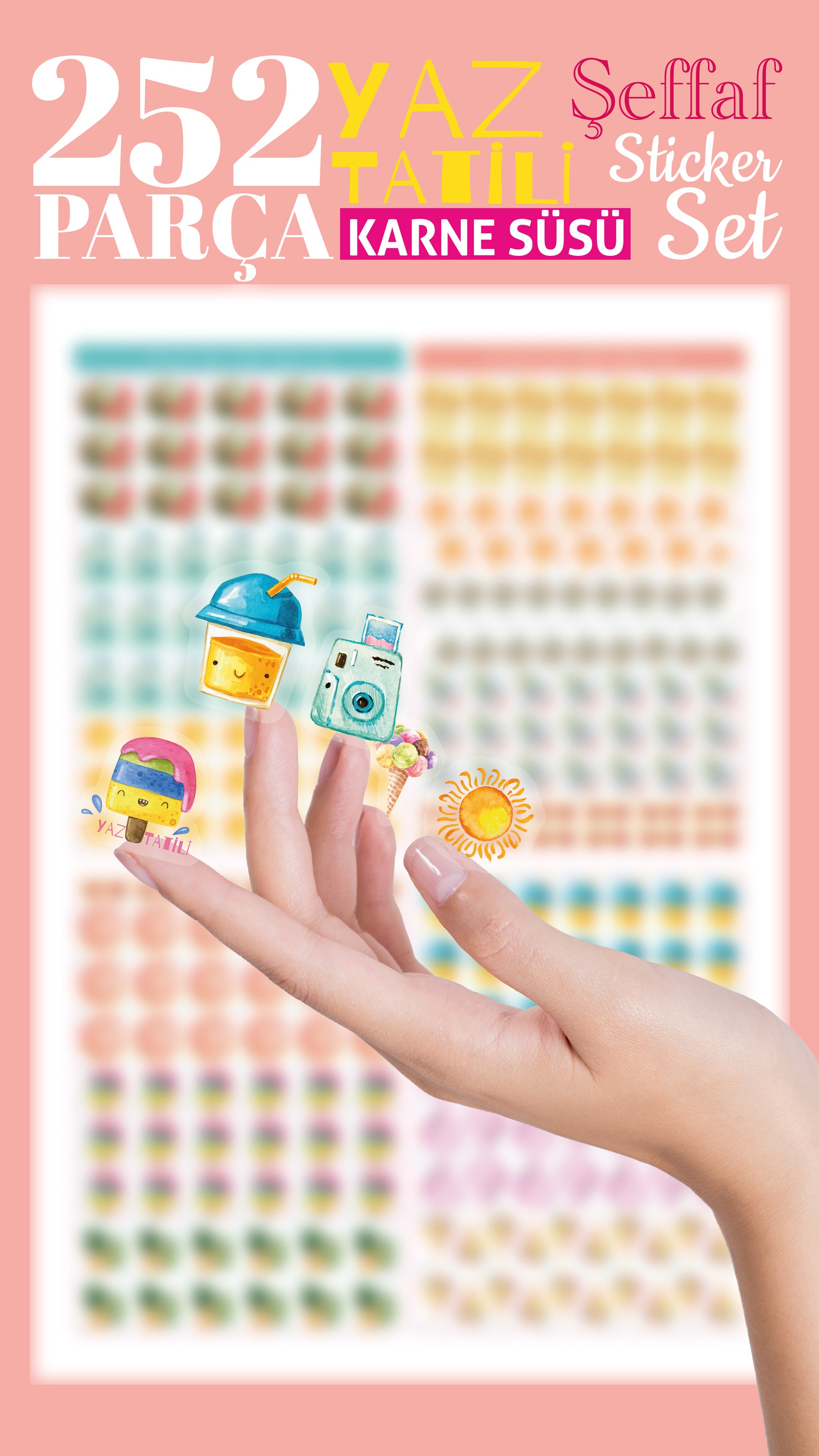 Yaz Tatili Karne / Gelişim Raporu Şeffaf Sticker Set - pinoobi