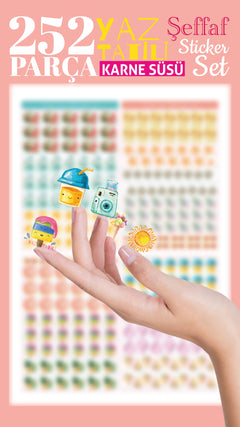 Yaz Tatili Karne / Gelişim Raporu Şeffaf Sticker Set - pinoobi