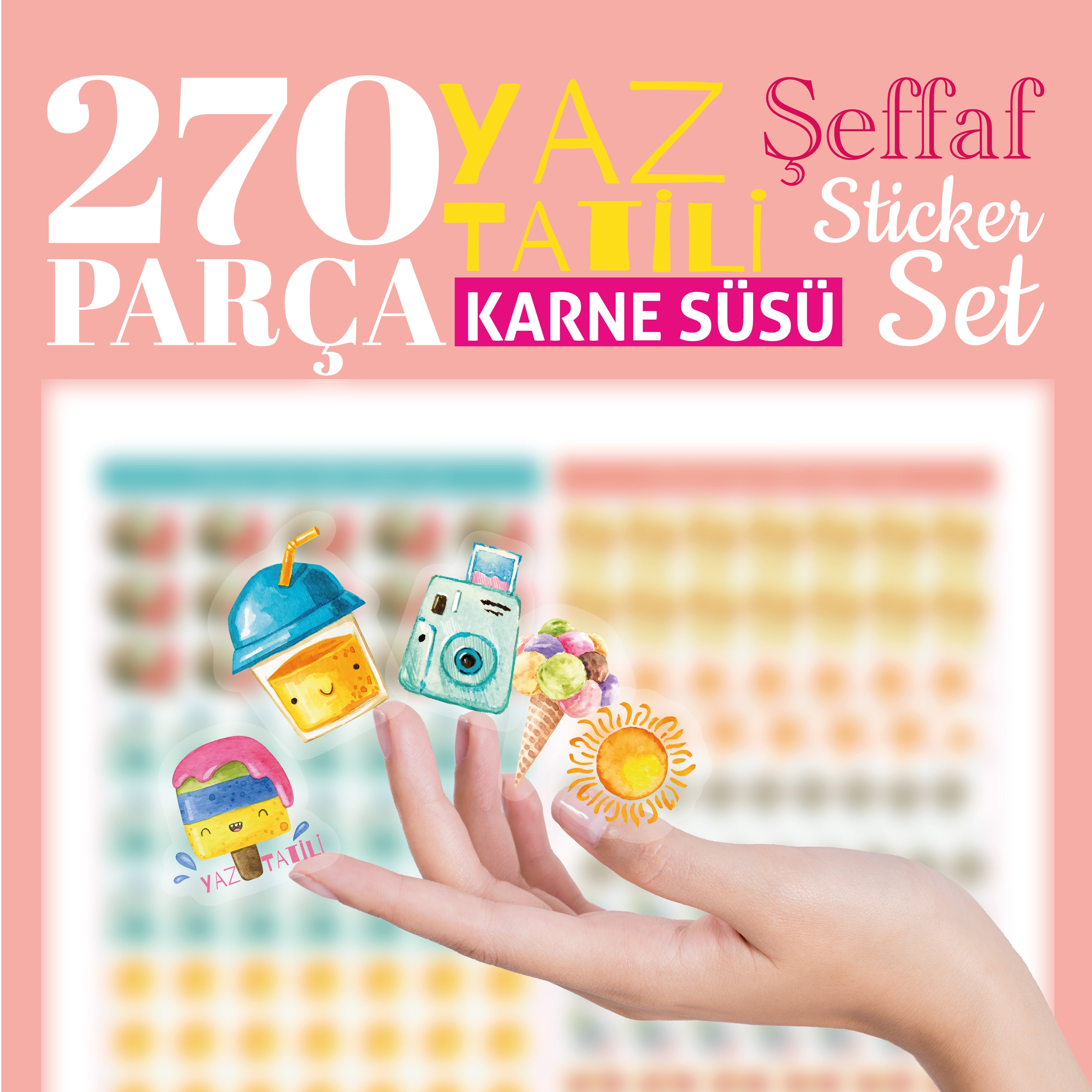 Yaz Tatili Karne / Gelişim Raporu Şeffaf Sticker Set - pinoobi