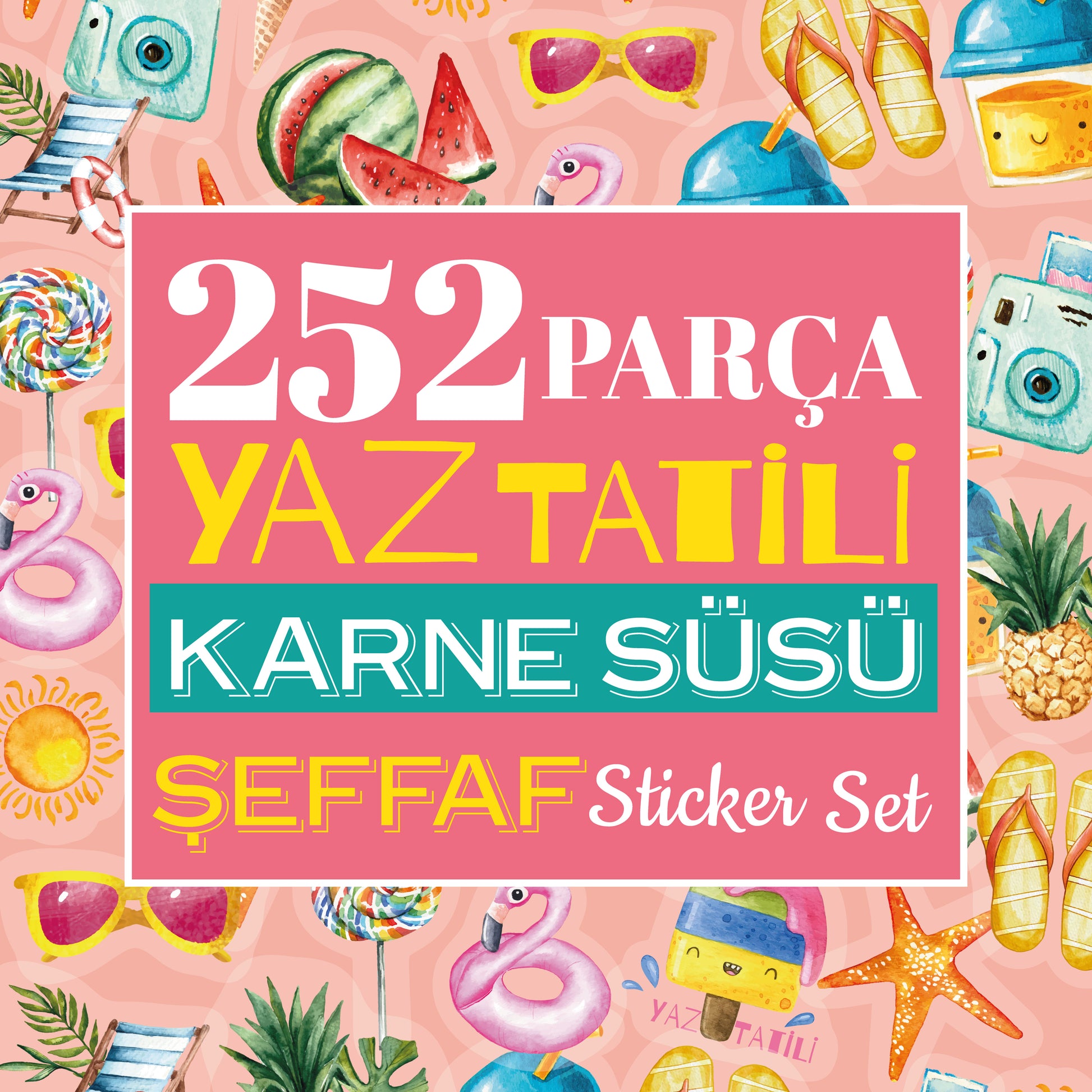 Yaz Tatili Karne / Gelişim Raporu Şeffaf Sticker Set - pinoobi
