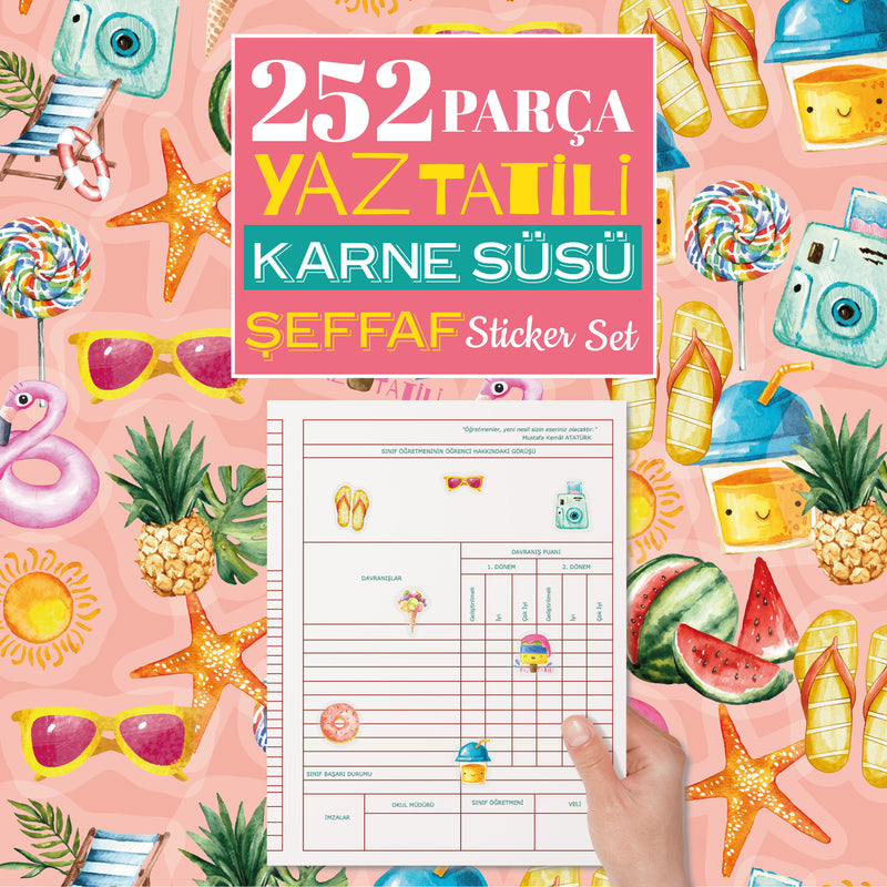 Yaz Tatili Karne / Gelişim Raporu Şeffaf Sticker Set-zoom-