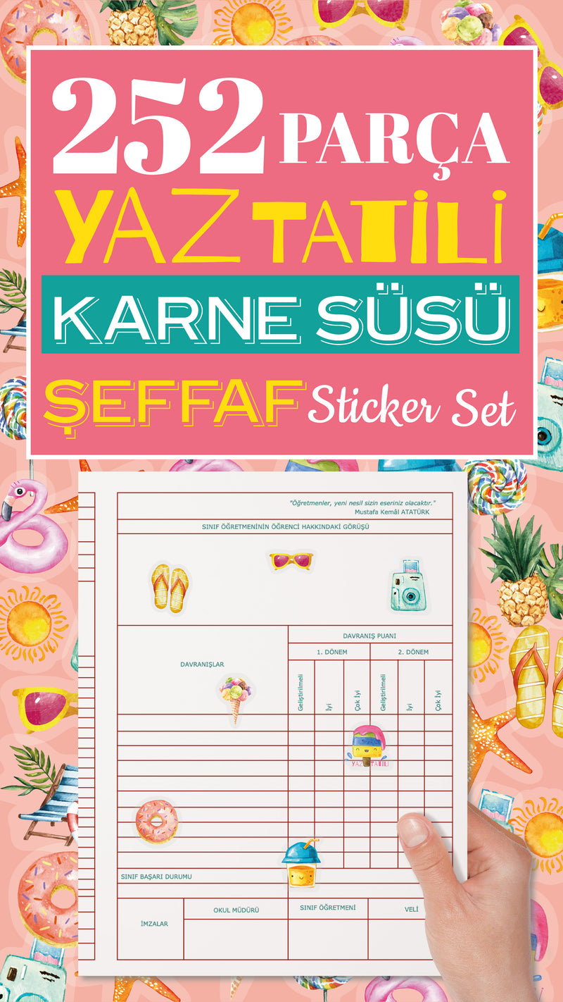 Yaz Tatili Karne / Gelişim Raporu Şeffaf Sticker Set-zoom-