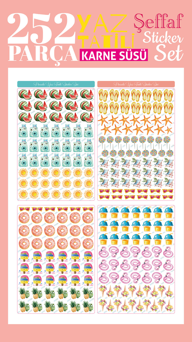 Yaz Tatili Karne / Gelişim Raporu Şeffaf Sticker Set-zoom-