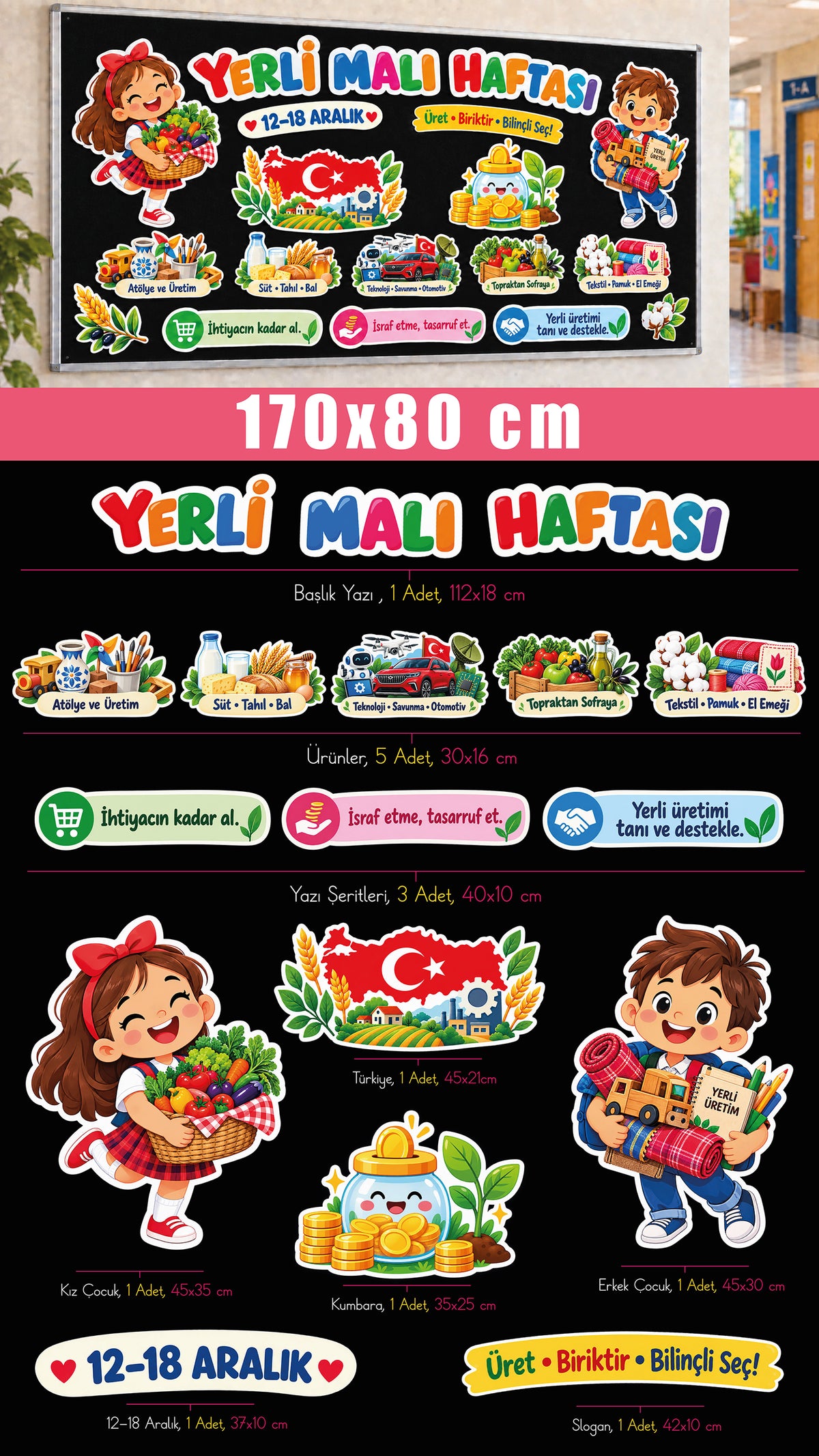 Yerli Malı Haftası Sınıf ve Okul Panosu Seti (170x80 cm)-11